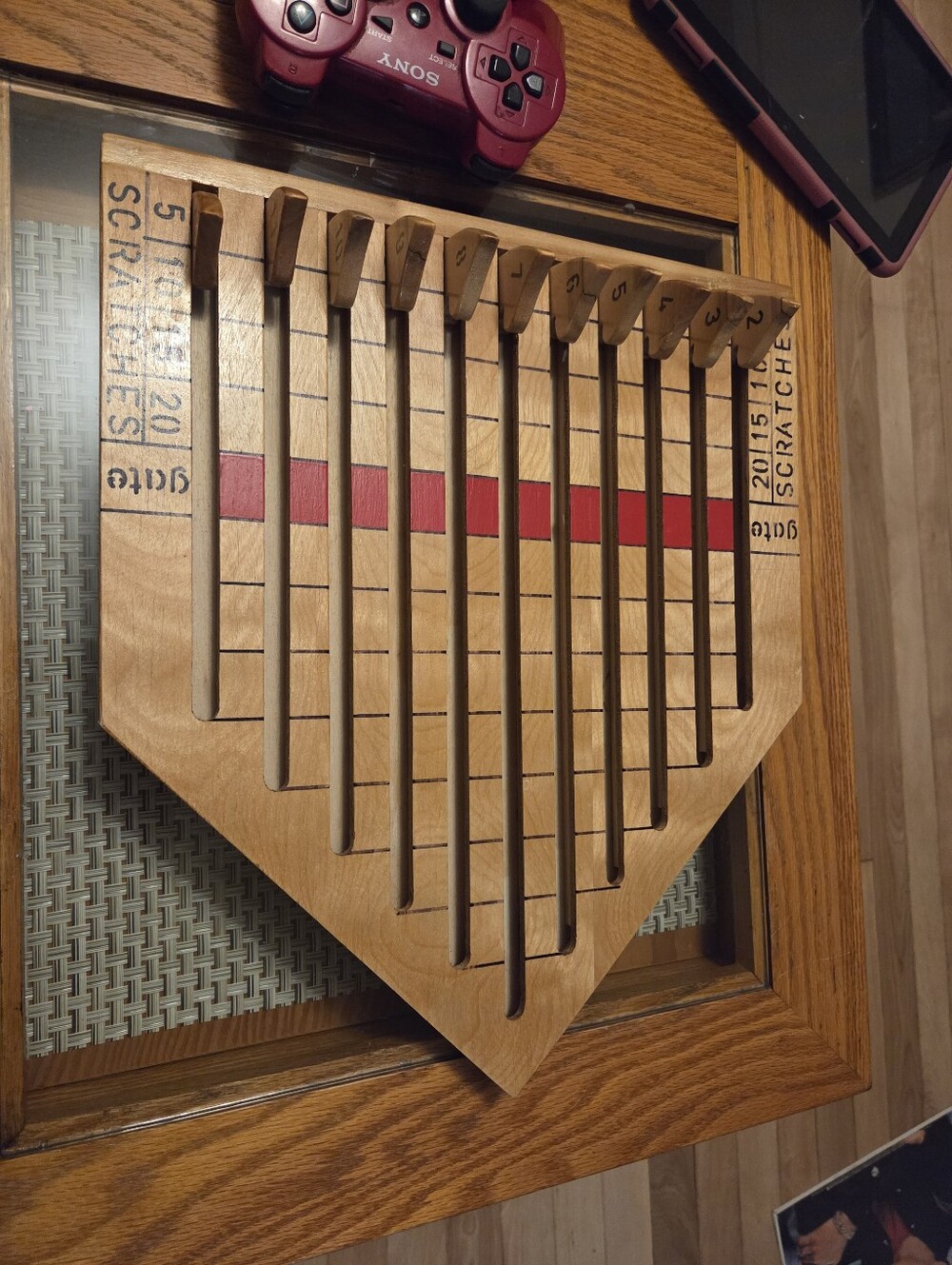 Hand Made Wooden Horse Racing Card Game.